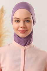 Kadın Tesettür Boyunluklu Hijab Spor Bone  - Mor - Standart