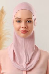 Kadın Tesettür Boyunluklu Hijab Spor Bone  - Pudra - Standart