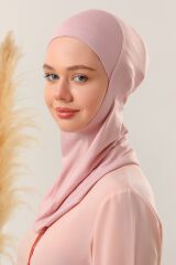 Kadın Tesettür Boyunluklu Hijab Spor Bone  - Pudra - Standart