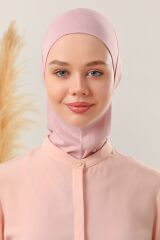 Kadın Tesettür Boyunluklu Hijab Spor Bone  - Pudra - Standart