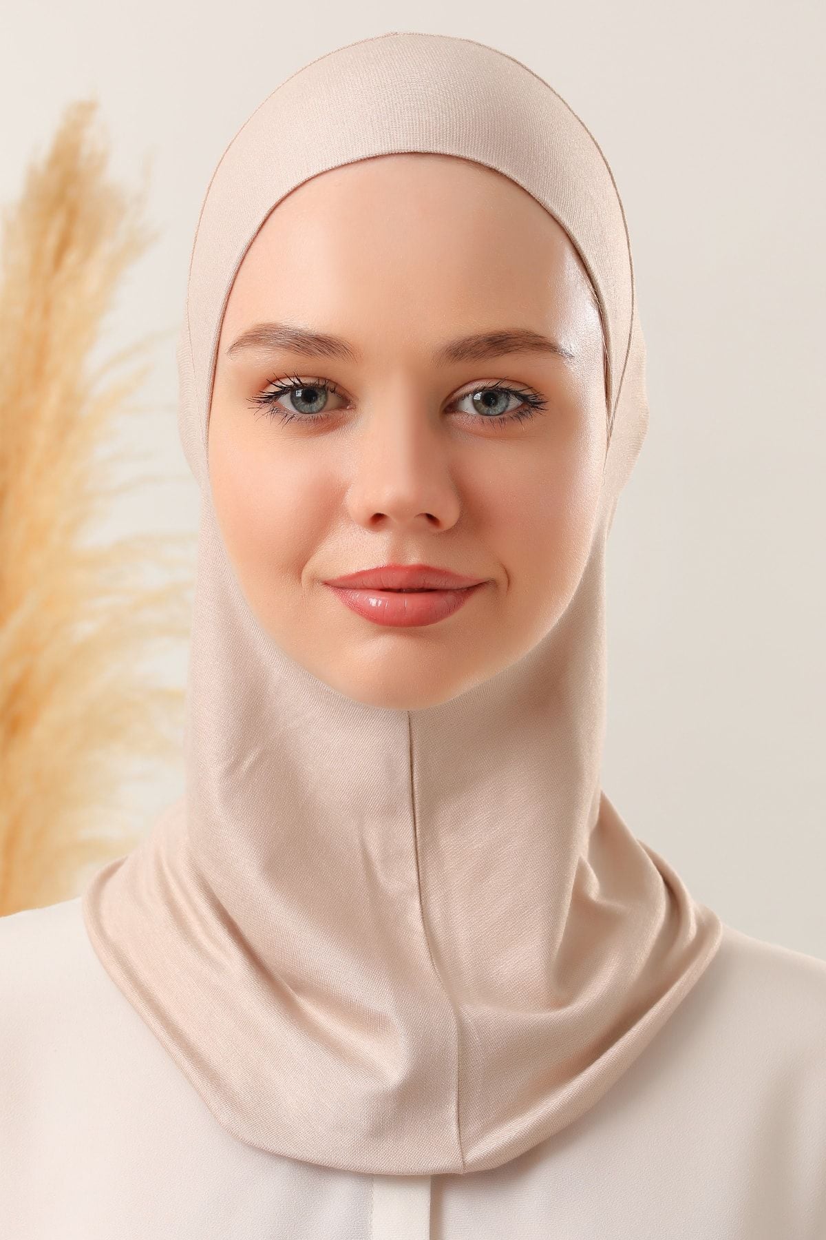 Kadın Tesettür Boyunluklu Hijab Spor Bone  - Taş - Standart