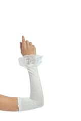 Kadın Tesettür Dantelli Kolluk Beyaz - Standart