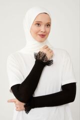 Kadın Tesettür Dantelli Kolluk Siyah - Standart