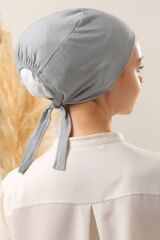 Kadın Tesettür Dikişli Set Bone Bağlamalı Peny Açık Gri - 3 Adet