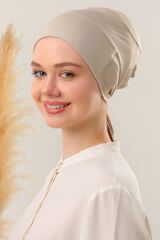 Kadın Tesettür Dikişli Set Bone Bağlamalı Peny Bej - 3 Adet