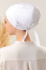 Kadın Tesettür Dikişli Set Bone Bağlamalı Peny Beyaz - 5 Adet