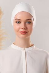 Kadın Tesettür Dikişli Set Bone Bağlamalı Peny Ekru - 3 Adet