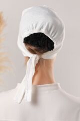 Kadın Tesettür Dikişli Set Bone Bağlamalı Peny Ekru - 3 Adet