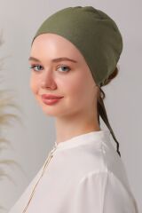 Kadın Tesettür Dikişli Set Bone Bağlamalı Peny Haki - 5 Adet