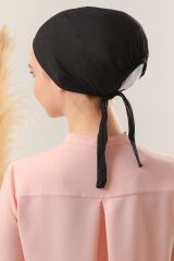 Kadın Tesettür Dikişli Set Bone Bağlamalı Peny Siyah - 3 Adet