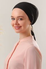 Kadın Tesettür Dikişli Set Bone Bağlamalı Peny Siyah - 5 Adet