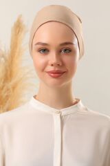 Kadın Tesettür Dikişli Set Bone Bağlamalı Peny Sütlü Kahve - 3 Adet