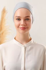 Kadın Tesettür Dikişsiz Set Bone Bağlamalı Penye Bone Açık Gri - 5 Adet