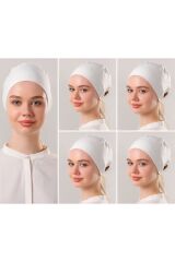 Kadın Tesettür Dikişsiz Set Bone Bağlamalı Penye Bone Ekru - 5 Adet