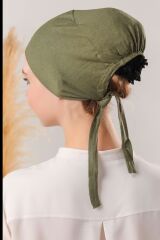 Kadın Tesettür Dikişsiz Set Bone Bağlamalı Penye Bone Haki - 5 Adet