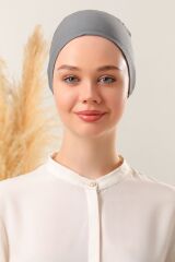 Kadın Tesettür Dikişsiz Set Bone Bağlamalı Penye Bone Koyu Gri - 5 Adet