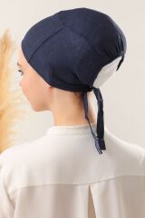 Kadın Tesettür Dikişsiz Set Bone Bağlamalı Penye Bone Lacivert - 5 Adet