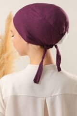 Kadın Tesettür Dikişsiz Set Bone Bağlamalı Penye Bone Mor - 3 Adet