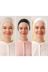 Kadın Tesettür Dikişsiz Set Bone Bağlamalı Penye Bone Çok Renkli - 3 Adet