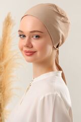 Kadın Tesettür Dikişsiz Set Bone Bağlamalı Penye Bone Sütlü Kahve - 3 Adet