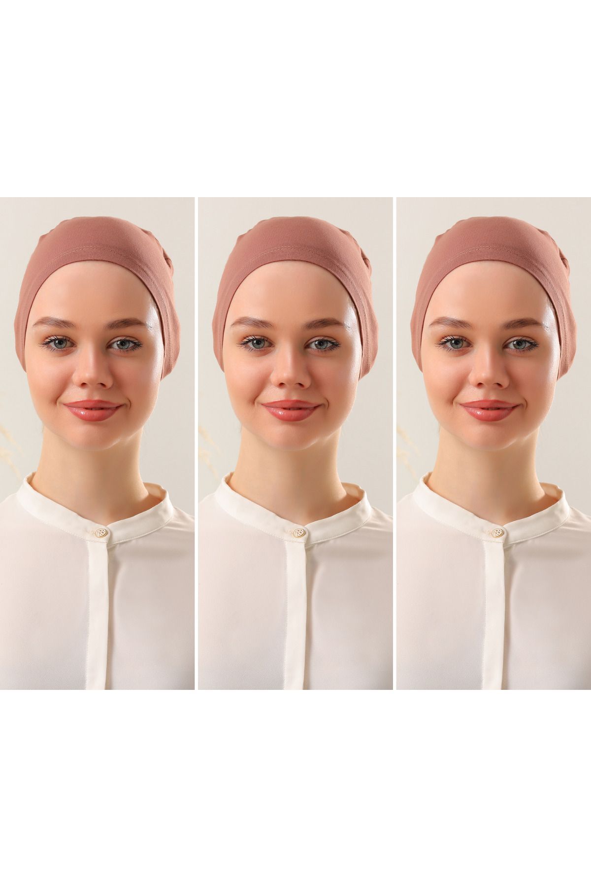 Kadın Tesettür Dikişsiz Set Bone Bağlamalı Penye Bone Tarçın - 3 Adet