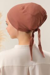 Kadın Tesettür Dikişsiz Set Bone Bağlamalı Penye Bone Tarçın - 5 Adet