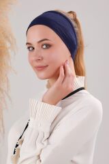 Kadın Tesettür Dikişsiz Silikonlu Kaymaz Bandana Spor Bone Lacivert-Lacivert - Standart