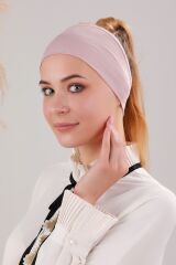 Kadın Tesettür Dikişsiz Silikonlu Kaymaz Bandana Spor Bone Pudra-Pudra - Standart
