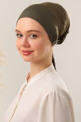 Kadın Tesettür Dikişsiz Silikonlu Kaymaz Bone Haki - Standart