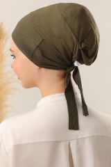 Kadın Tesettür Dikişsiz Silikonlu Kaymaz Bone Haki - Standart