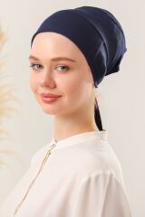 Kadın Tesettür Dikişsiz Silikonlu Kaymaz Bone Lacivert - Standart