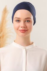 Kadın Tesettür Dikişsiz Silikonlu Kaymaz Bone Lacivert - Standart