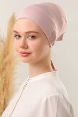 Kadın Tesettür Dikişsiz Silikonlu Kaymaz Bone Pudra - Standart