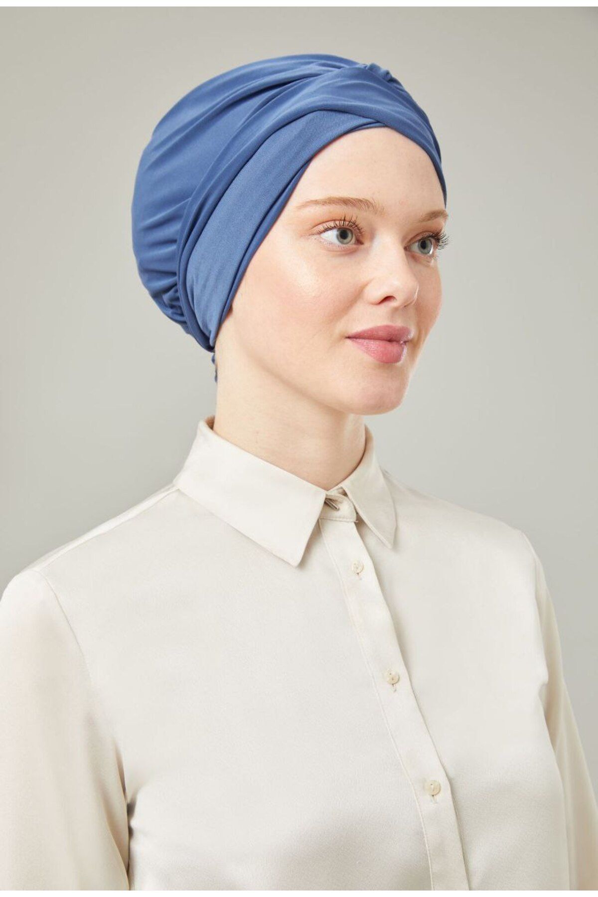 Kadın Tesettür Dolama Bone İndigo - Standart