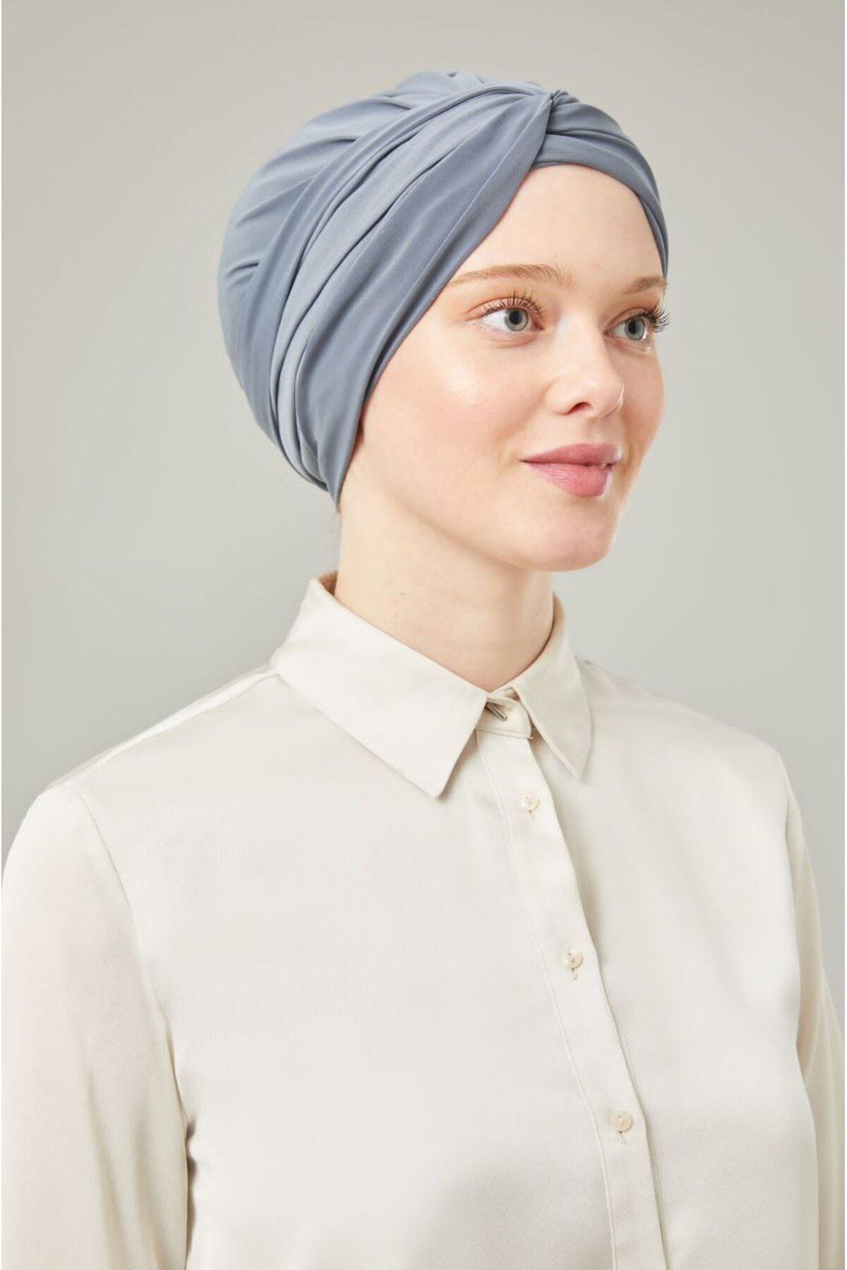 Kadın Tesettür Dolama Bone Koyu Gri - Standart