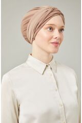 Kadın Tesettür Dolama Bone Sütlü Kahve - Standart