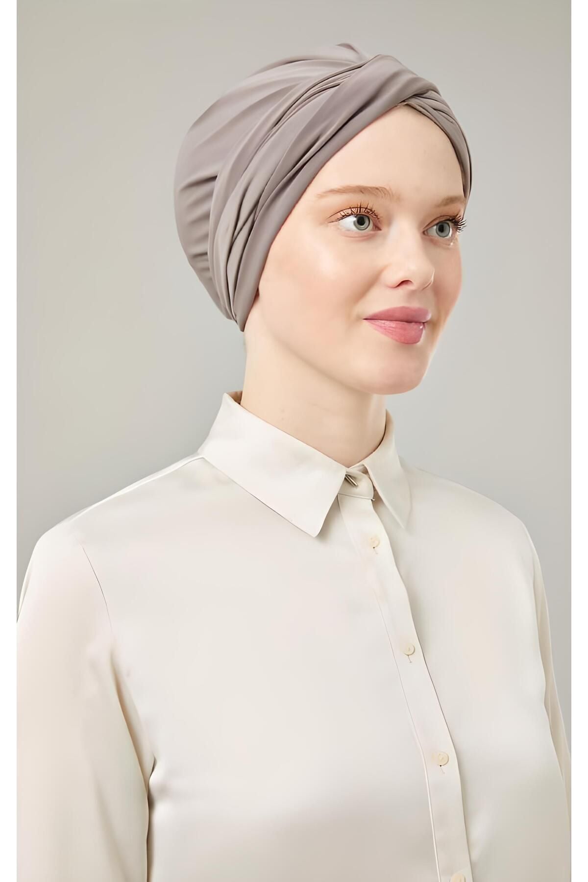 Kadın Tesettür Dolama Bone Vizon - Standart