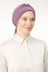 Kadın Tesettür Dubai Arkadan Bağlamalı Bone Şal Lila