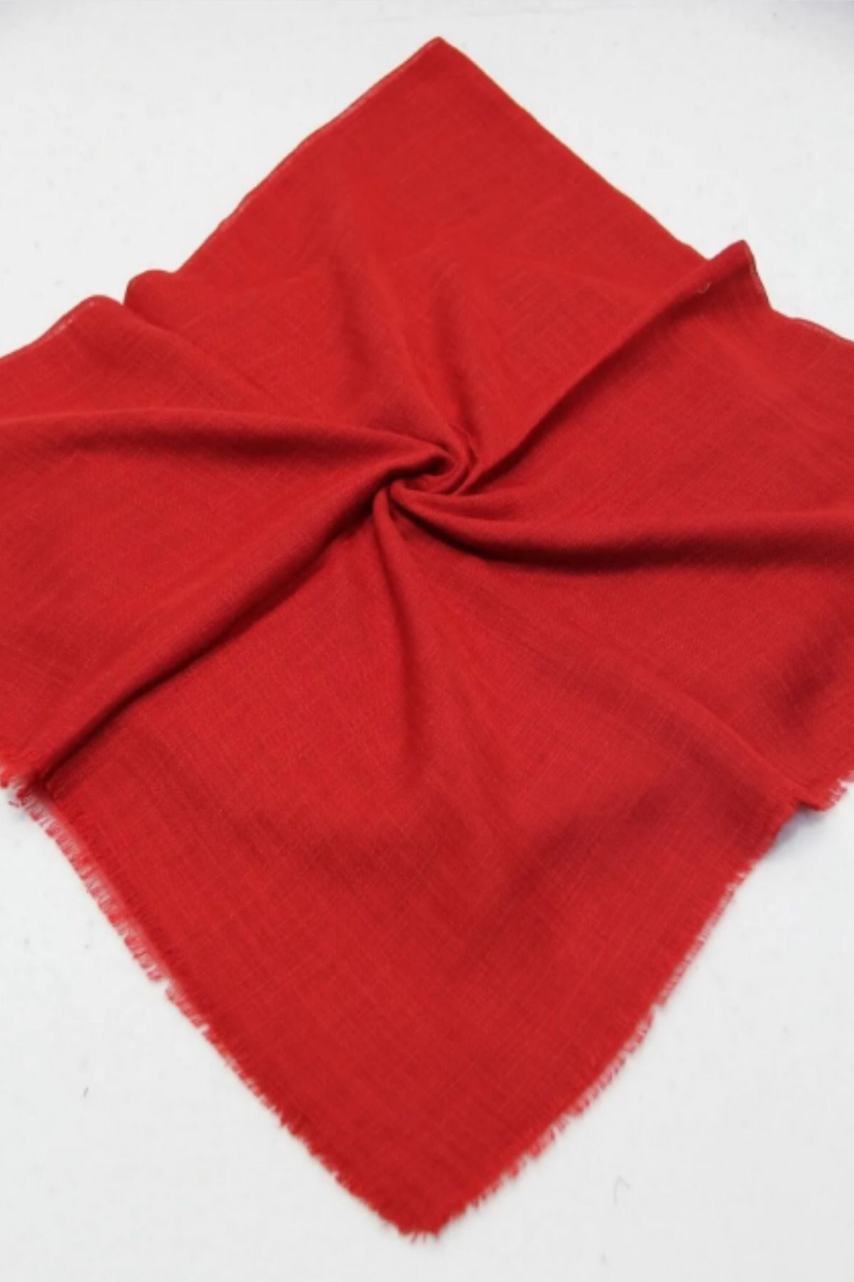 Kadın Tesettür Flamlı Eşarp Düz Flamlı Tülbent Kırmızı - 100 x 100