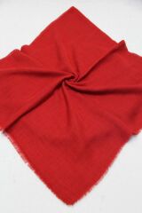 Kadın Tesettür Flamlı Eşarp Düz Flamlı Tülbent Kırmızı - 100 x 100