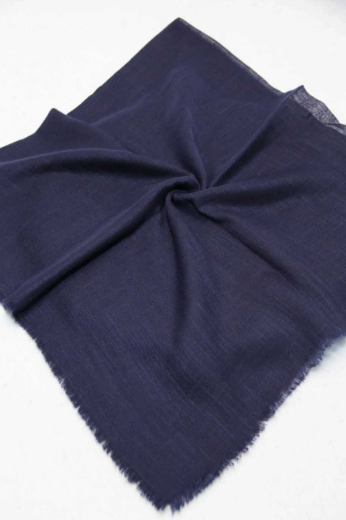 Kadın Tesettür Flamlı Eşarp Düz Flamlı Tülbent Lacivert - 100 x 100