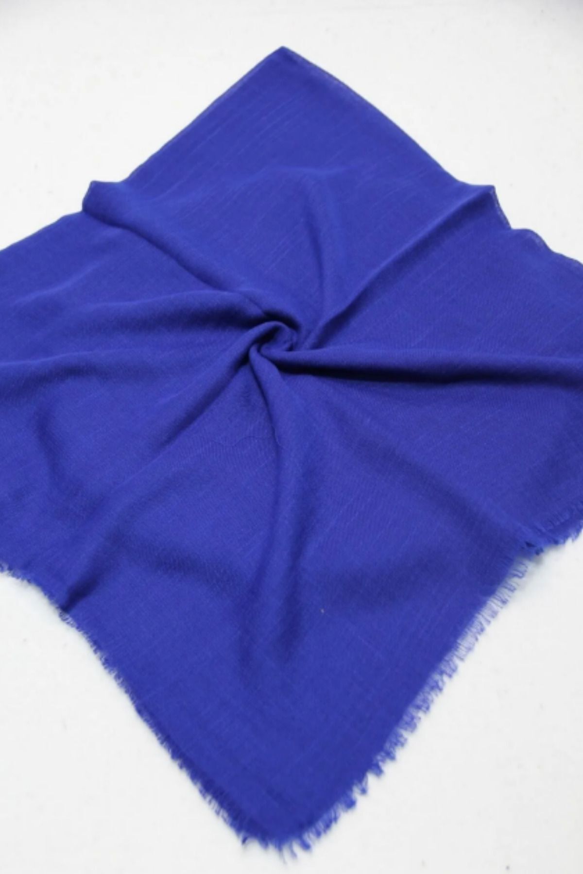 Kadın Tesettür Flamlı Eşarp Düz Flamlı Tülbent Saks Mavisi - 100 x 100