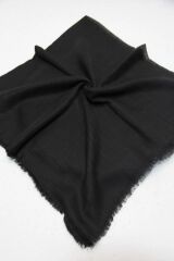 Kadın Tesettür Flamlı Eşarp Düz Flamlı Tülbent Siyah - 100 x 100