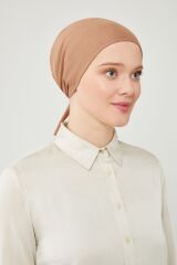 Kadın Tesettür Geniş Hacimli Büyük Kalıp Xl Bone Sütlü Kahve - Standart