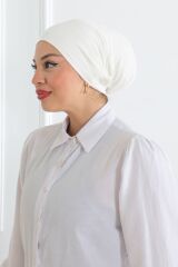 Kadın Tesettür Geniş Hacimli Pratik Ense Ve Çene Altından Geçmeli Kaymayan Bone Ekru - Standart
