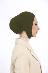 Kadın Tesettür Geniş Hacimli Pratik Ense Ve Çene Altından Geçmeli Kaymayan Bone Haki - Standart