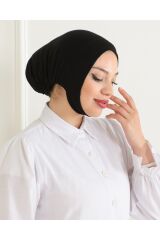 Kadın Tesettür Geniş Hacimli Pratik Ense Ve Çene Altından Geçmeli Kaymayan Bone Siyah - Standart