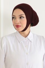 Kadın Tesettür Geniş Hacimli Pratik Ense Ve Çene Altından Geçmeli Kaymayan Bone Kahverengi - Standart