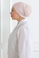 Kadın Tesettür Geniş Hacimli Pratik Ense Ve Çene Altından Geçmeli Kaymayan Bone Pudra - Standart