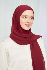 Kadın Tesettür Hijab Boneli Şifon Şal Bordo - Tek Ebat
